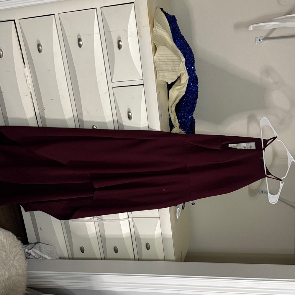 Elegant Burgundy Halter Wedding Dress